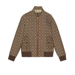 Patterned Gucci Horsebit jacket on a white background