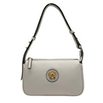 Light gray handbag with a brand logo on a white background
