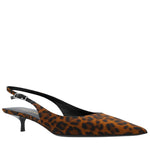 Leopard print slingback pump on a white background