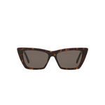 Sunglasses with tortoiseshell frame and dark lenses on a white background