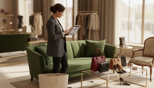 Luxury boutique personal shopper assisting client