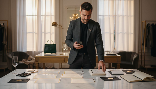 Manager preparing luxury fashion event in boutique