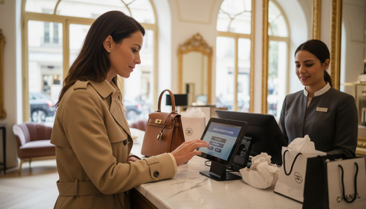 Shopper viewing Payment Flexibility’s Impact on Luxury Shopping in luxury store