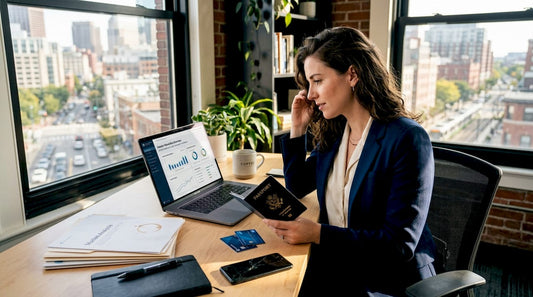 Woman preparing luxury shopping office scene