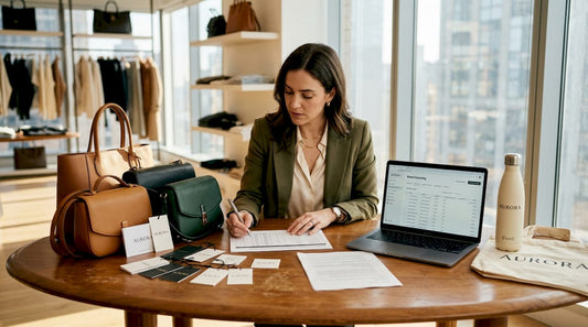 Brand manager reviews luxury sourcing workflow
