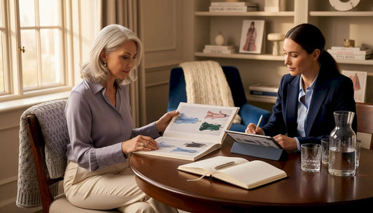 Luxury shopper and client during consultation
