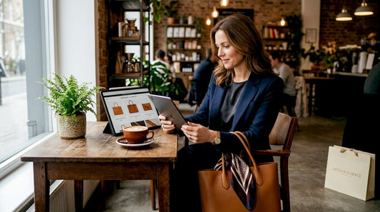 Woman shopping for luxury items in boutique