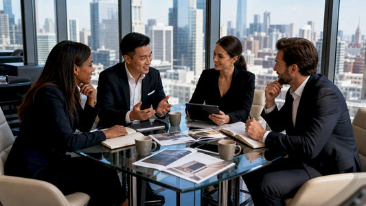 Luxury service team discussing strategies