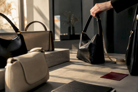 Anonymous handbags arranged by contrasting sizes