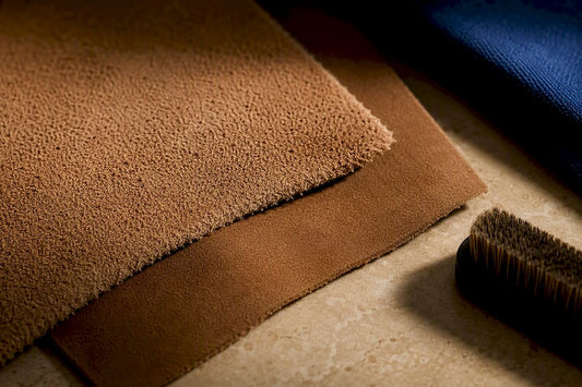 Contrasting suede and nubuck leather textures