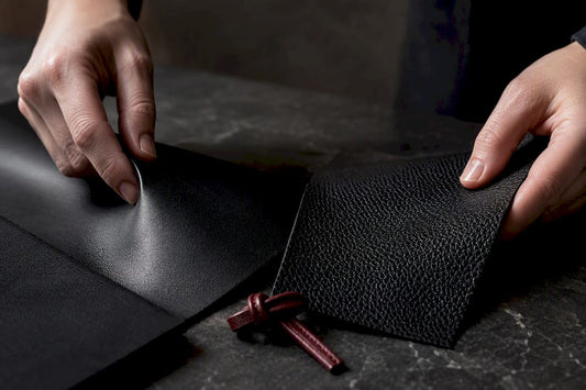 Smooth and pebbled leather panels compared