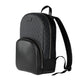 Black and gray patterned backpack on a light gray background