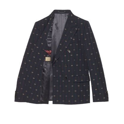 Patterned blazer on a light gray background