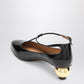 Ferragamo Black patent T-strap décolleté