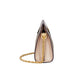 Handbag with a gold chain on a light gray background