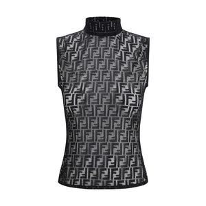 Fendi Black Polyamide Sleeveles T-Shirt