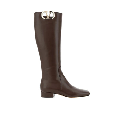 Valentino Garavani Brown Calfskin Lace-Up Boots