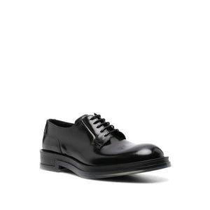 Alexander McQueen Black Calfskin Oxfords And Derbies