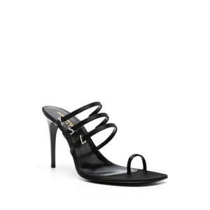Saint Laurent Black Silk Stiletto Heel Sandals