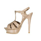 Saint Laurent Beige Calfskin Platform Sandals