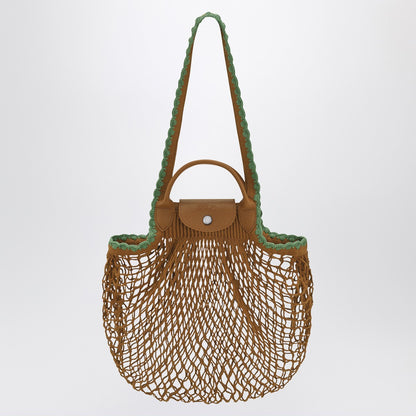 Longchamp L La Pliage mesh bag in Tobacco colour