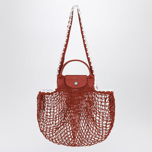 Longchamp L La Pliage mesh bag in Terracotta colour