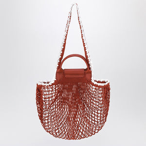 Longchamp L La Pliage mesh bag in Terracotta colour