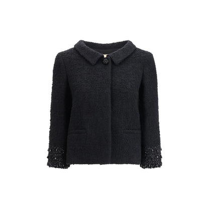 Valentino Garavani Black Wool Biker Jacket