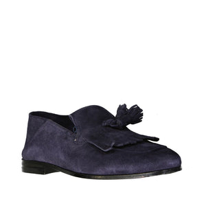 Salvatore Ferragamo Blue Calfskin Slip-On Loafers