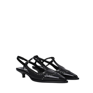 Miu Miu Black Calfskin Mid Heel Pumps
