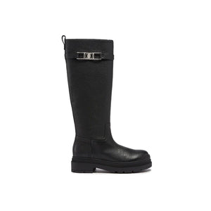Salvatore Ferragamo Black Calfskin Over The Knee