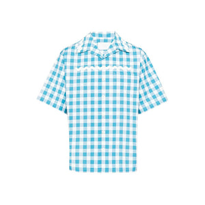 Prada Blue Cotton Pattern Shirt