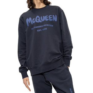 Alexander McQueen Blue Cotton Sweatshirt