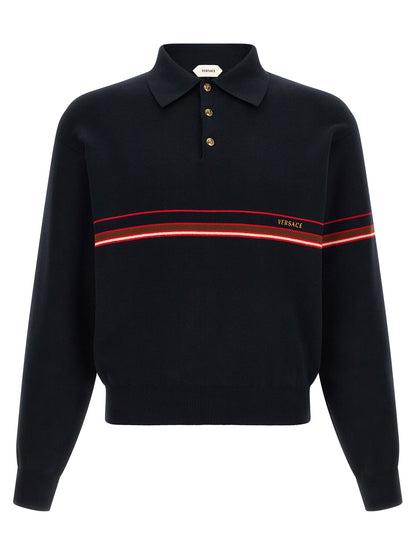 Versace Inlaid Striped Polo Shirt