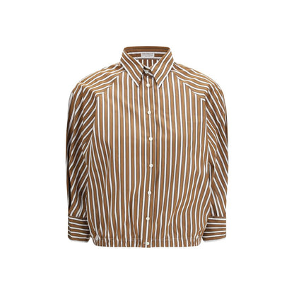 Brunello Cucinelli Brown Cotton Pattern Shirt