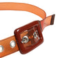 Miu Miu Orange PVC Waist Women Cintura Square Buckle Belt