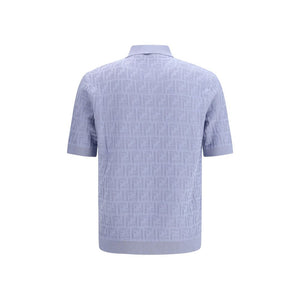 Fendi Blue Cotton Polo Shirt