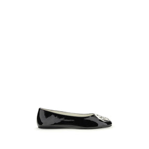 Tory Burch Black Calf Leather Bos Taurus Ballet Flats