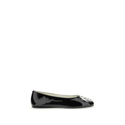 Tory Burch Black Calf Leather Bos Taurus Ballet Flats