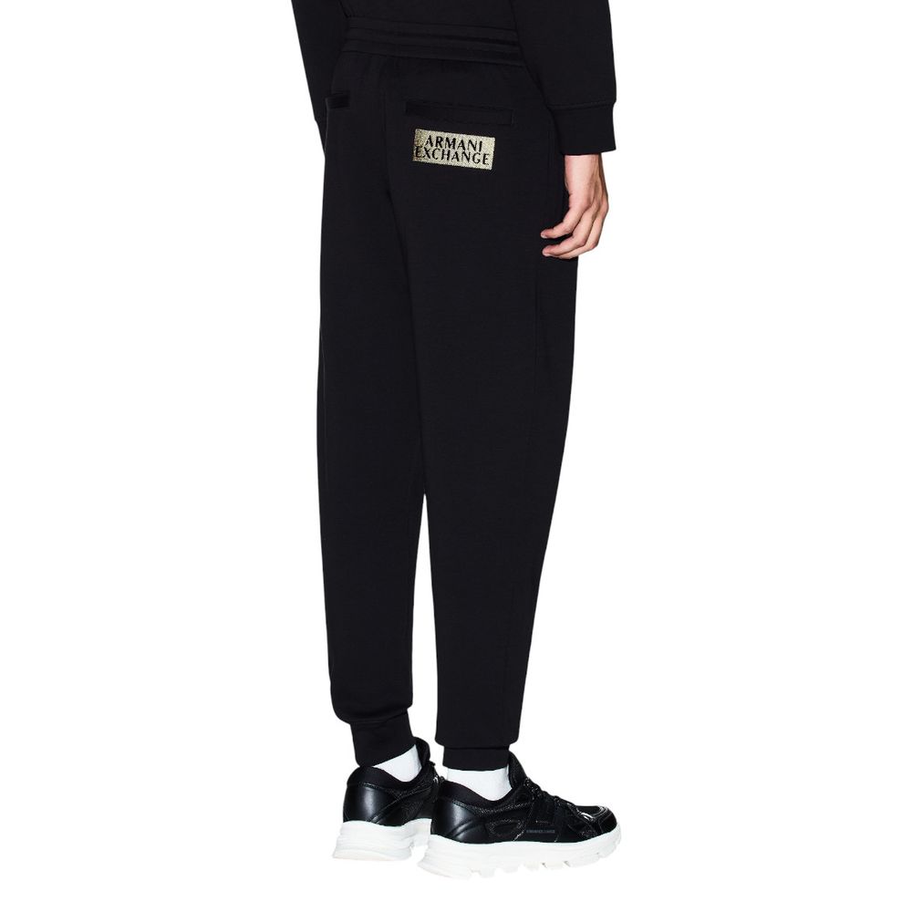 Armani Exchange Bicolor Cotton Joggers Workout Pants design detail close-up  