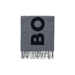 Hugo Boss Gray Wool Scarf