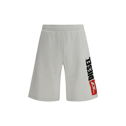 Diesel White Cotton Bermuda Shorts