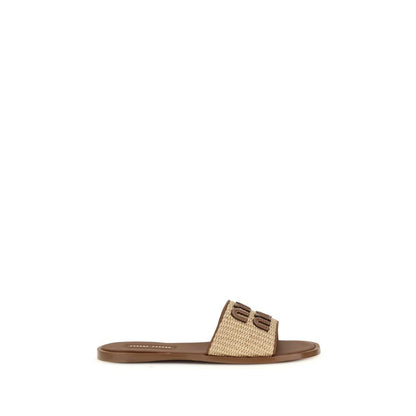 Miu Miu Beige Nylon Slippers
