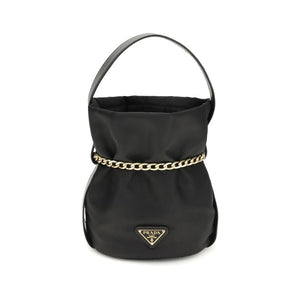 Prada Black Recycled Polyamide Backet Bag side profile  