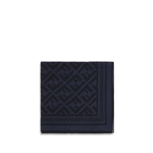 Fendi Blue Fleece Wool Scarf