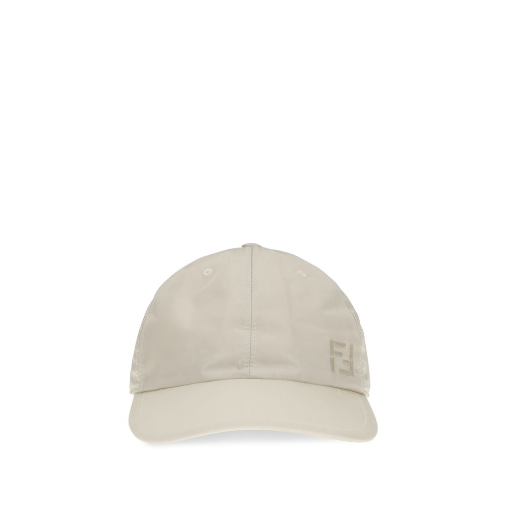 Fendi Beige Nylon Cap Baseball Hat side profile  
