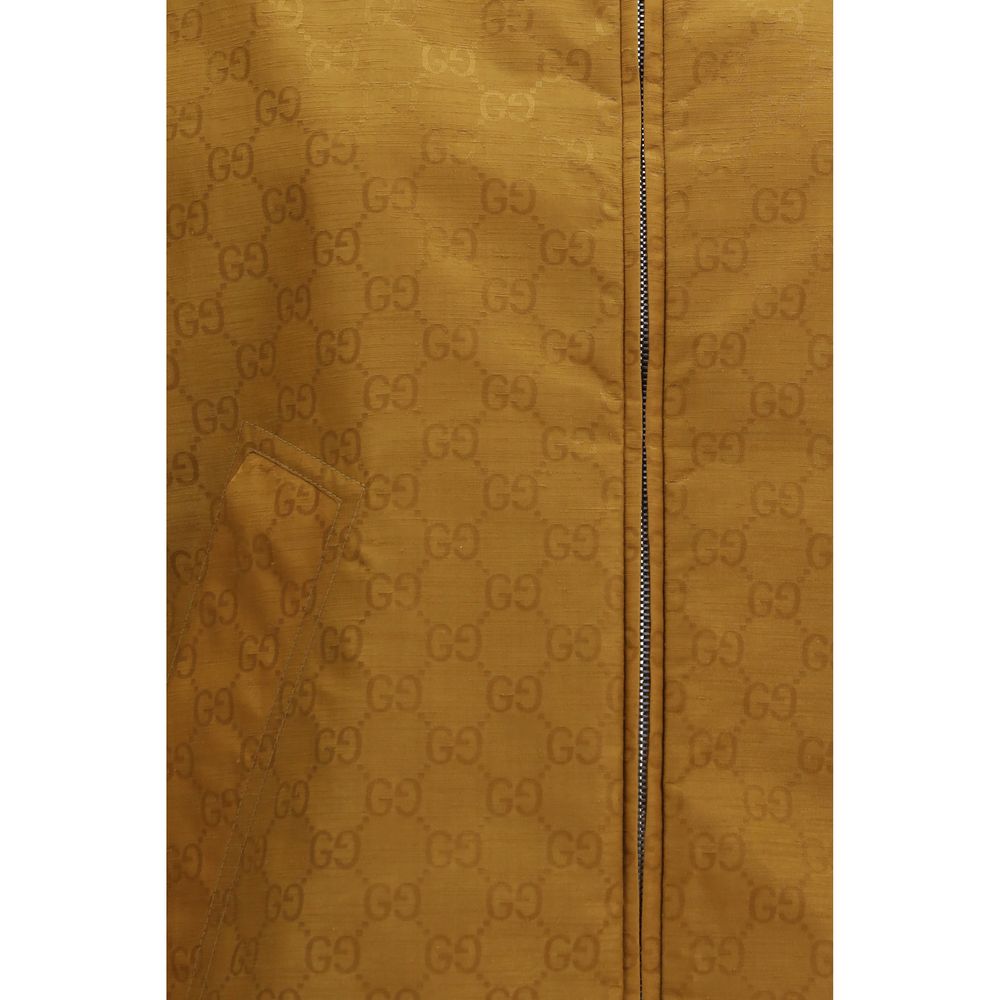Gucci Beige Nylon Shell Jacket zipper closure close-up