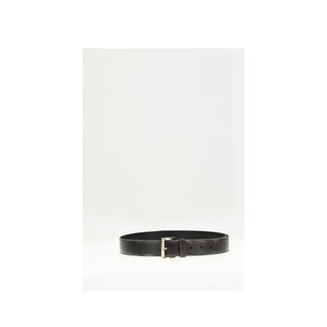 Prada Black Calf Leather Bos Taurus Regular Belt leather texture close-up  