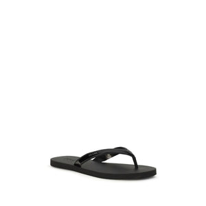 Prada Black Calf Leather Bos Taurus Flip-Flop Sandals