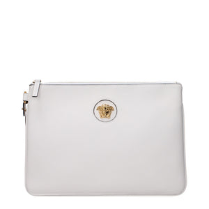 Versace White Leather Clutch Bag